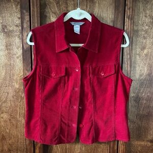 Vintage Stonebridge Cherry Red Corduroy Vest 100% Cotton Medium